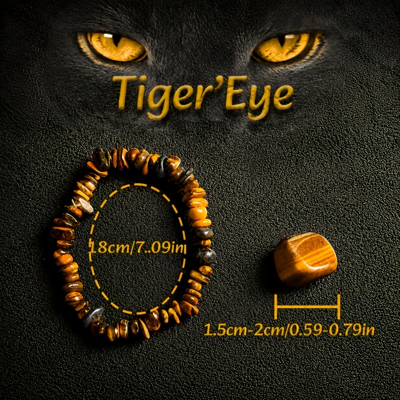 10pcs/Set Tiger's Eye Stone Chip Bracelet Set